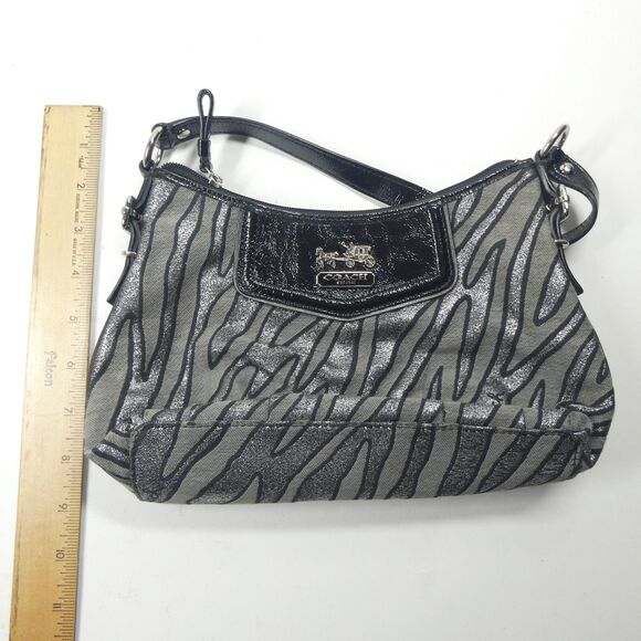 Coach Metallic Zebra Stripe Handbag Black Vintage Y2K F1093-44407 6"x10" - Picture 11 of 11